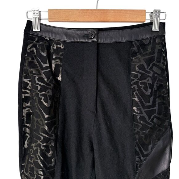 Milano Pants Womens Medium Black Leather Wool 80s 90s High Waist Vintage Punk - Picture 2 of 10